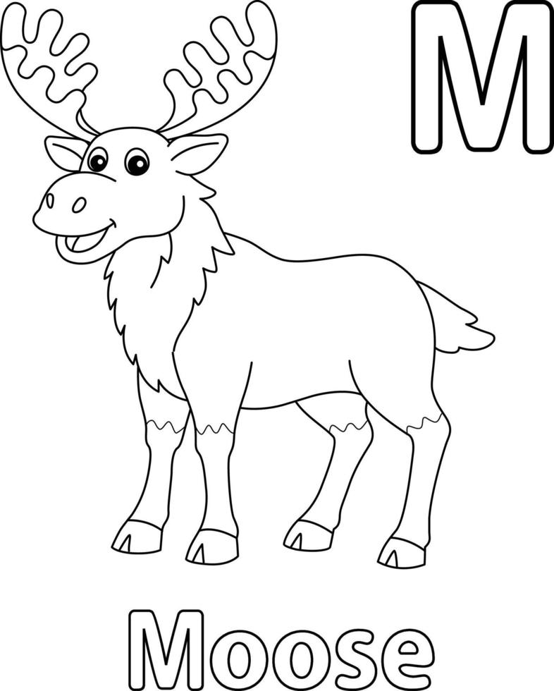 Moose Alphabet ABC Coloring Page M vector