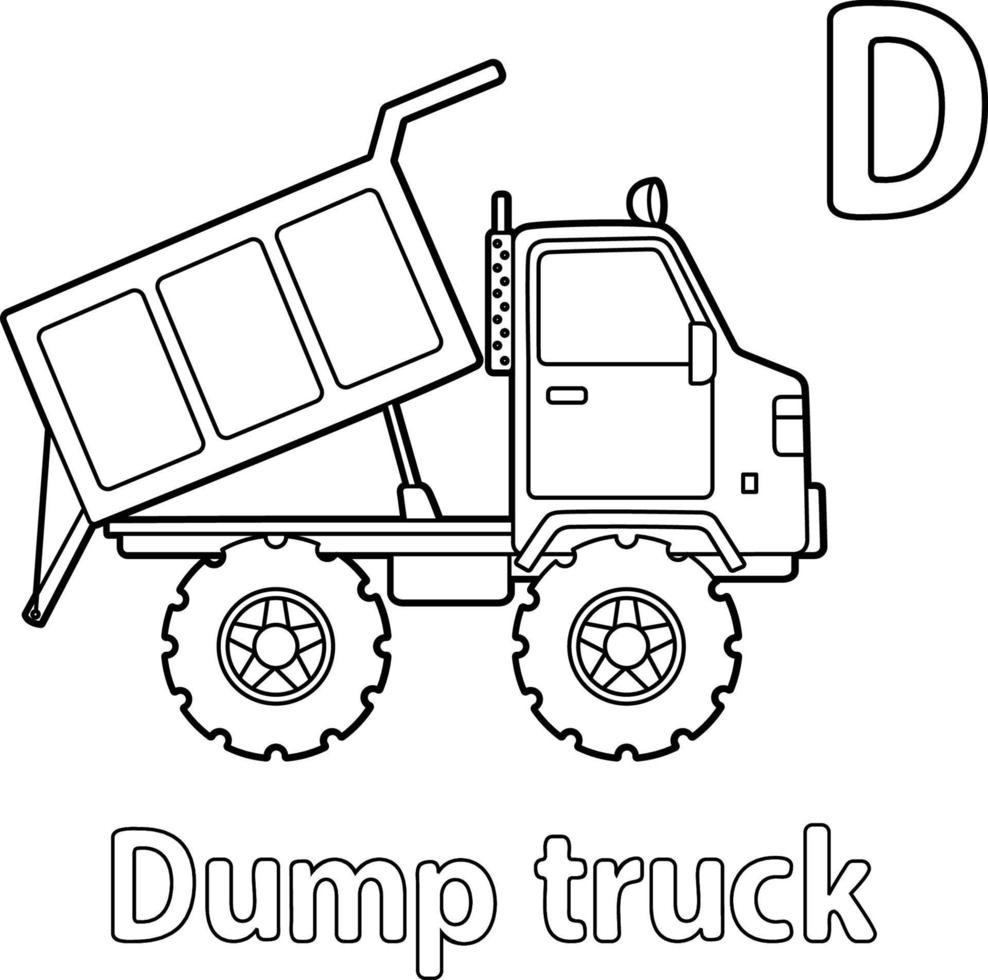 Dump Truck Alphabet ABC Coloring Page D vector