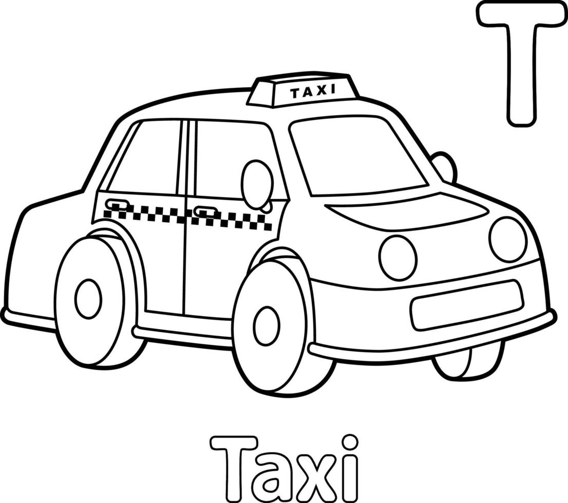taxi abecedario abc para colorear p vector