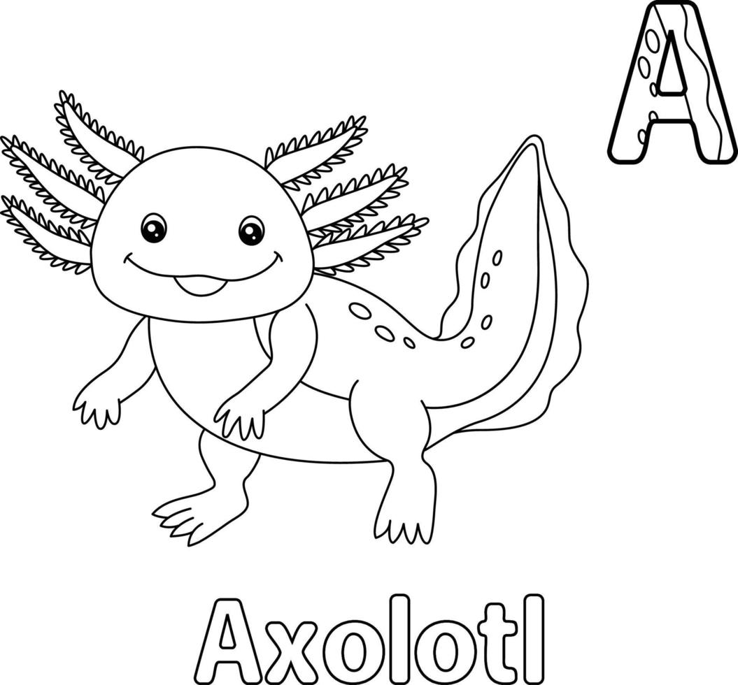 Axolotl Alphabet ABC Coloring Page A vector