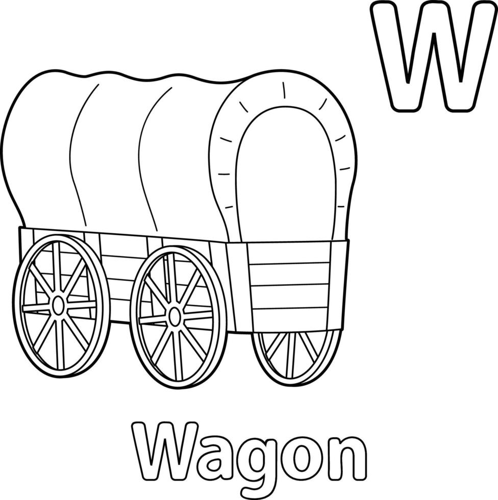 Wagon Alphabet ABC Coloring Page W vector