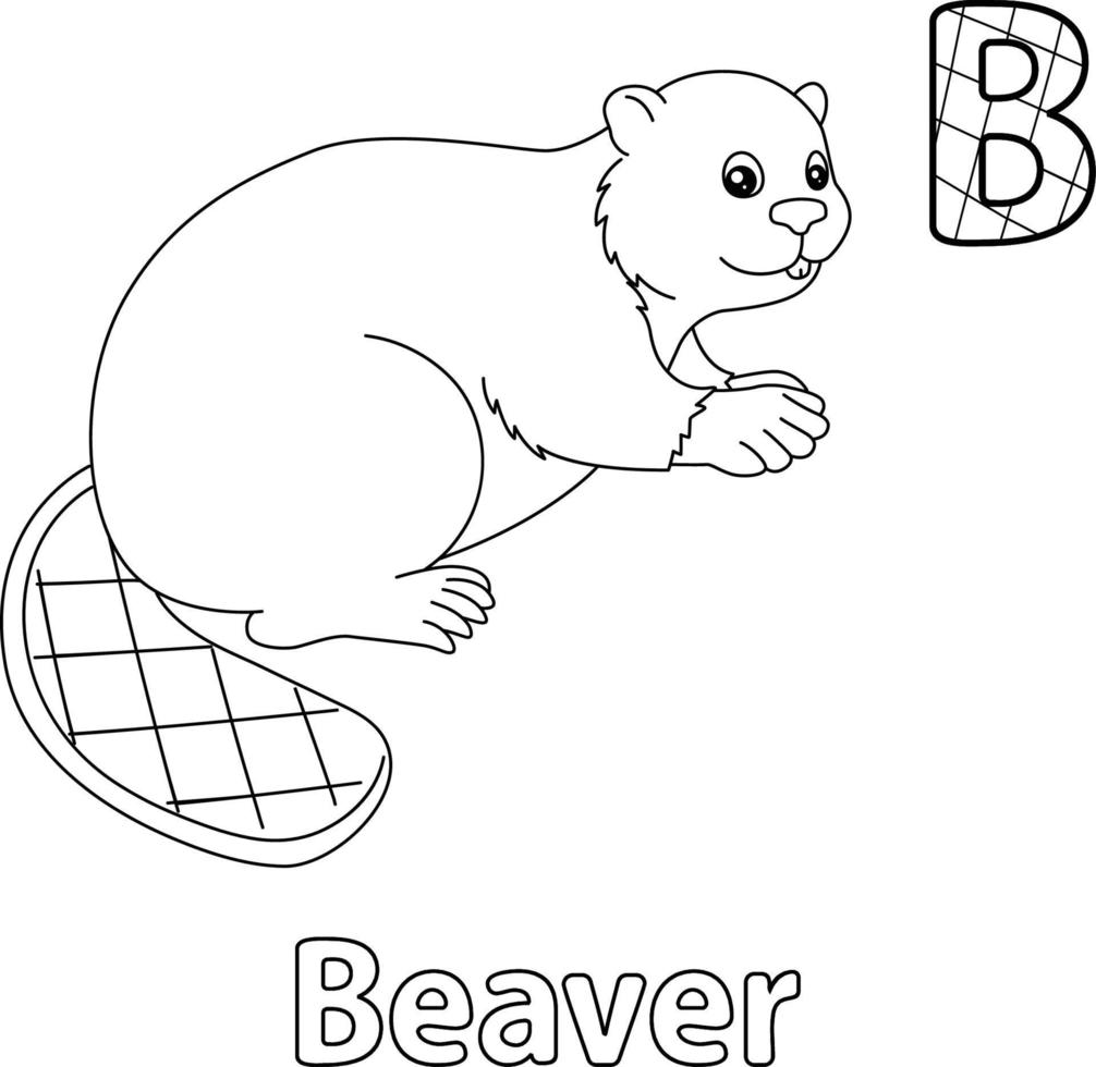 Beaver Alphabet ABC Coloring Page B vector