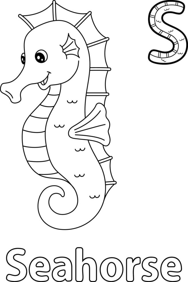 Seahorse Alphabet ABC Coloring Page S vector