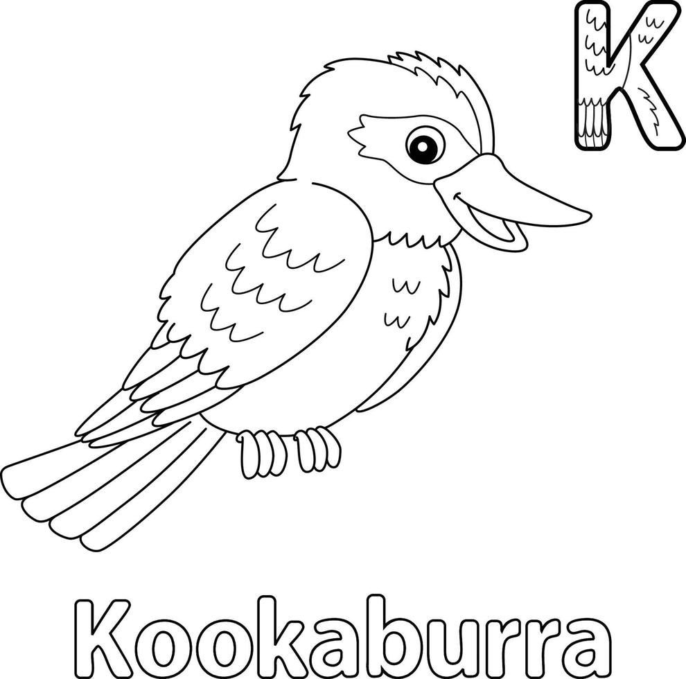 Kookaburra Alphabet ABC Coloring Page K vector