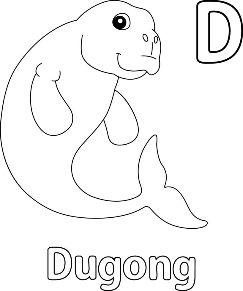 Dugong Alphabet ABC Coloring Page D vector