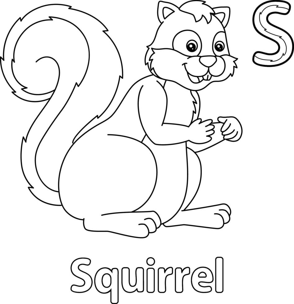 Squirrel Alphabet ABC Coloring Page S vector