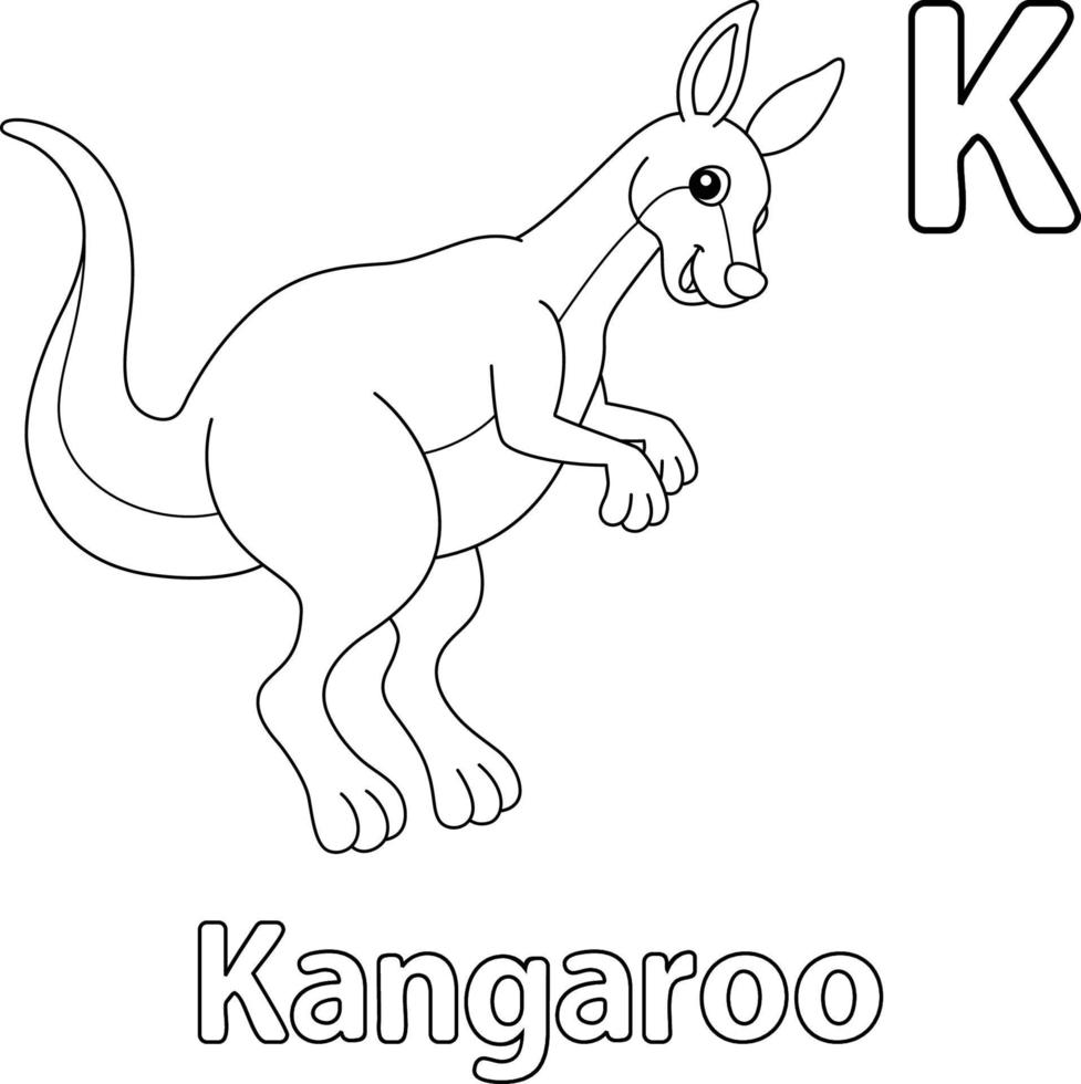 Jumping Kangaroo Alphabet ABC Coloring Page K vector