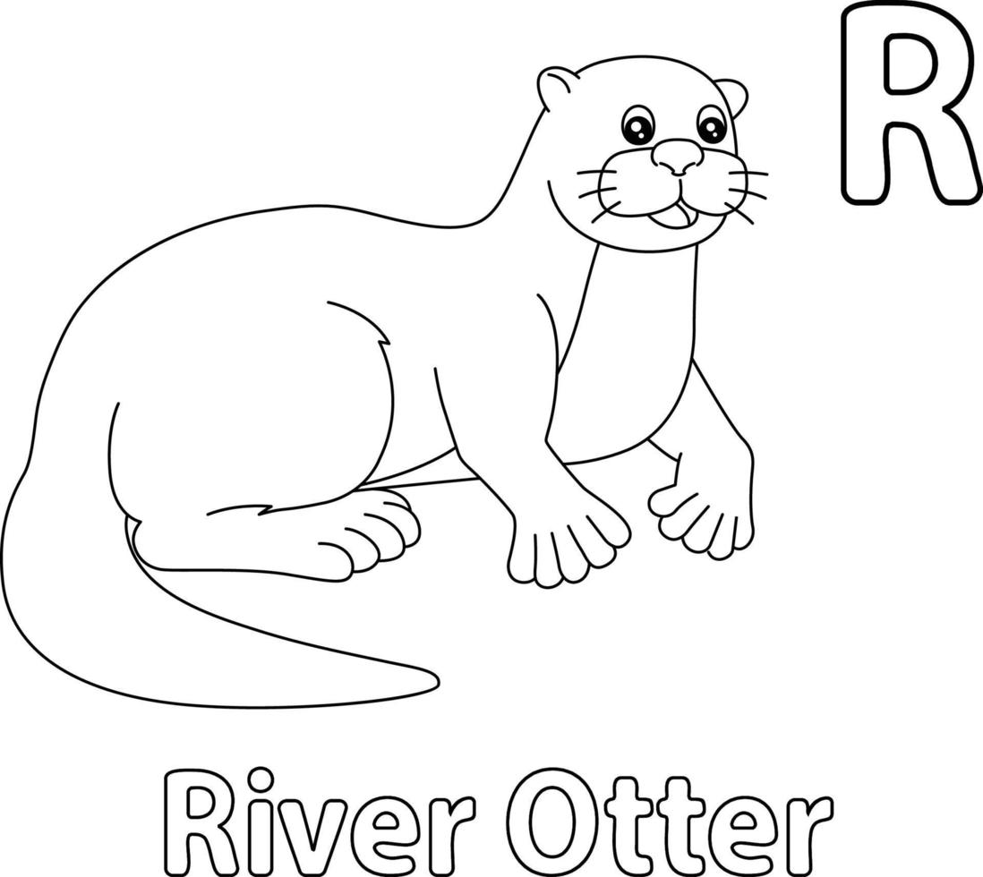 River Otter Alphabet ABC Coloring Page R vector