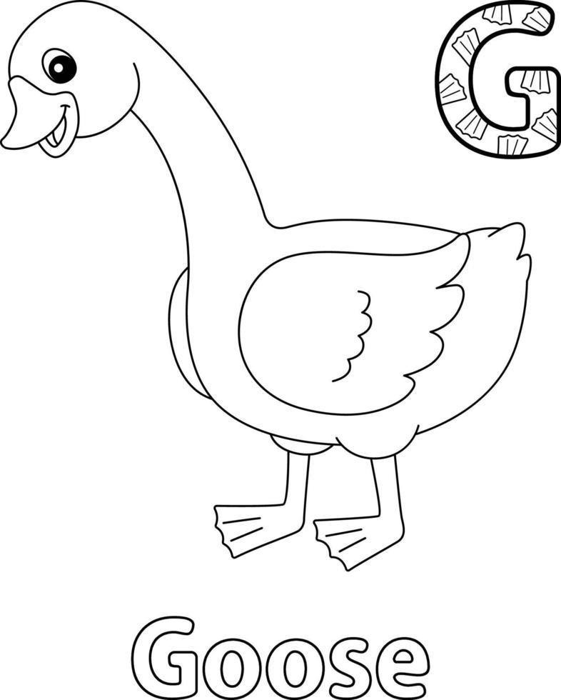 Goose Alphabet ABC Coloring Page G vector