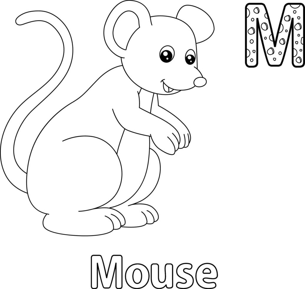 Mouse Alphabet ABC Coloring Page M vector