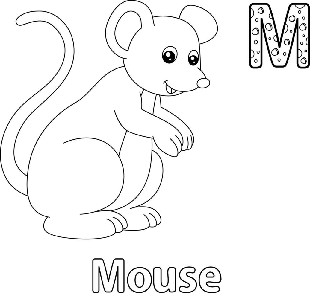 Mouse Alphabet ABC Coloring Page M 10388097 Vector Art at Vecteezy
