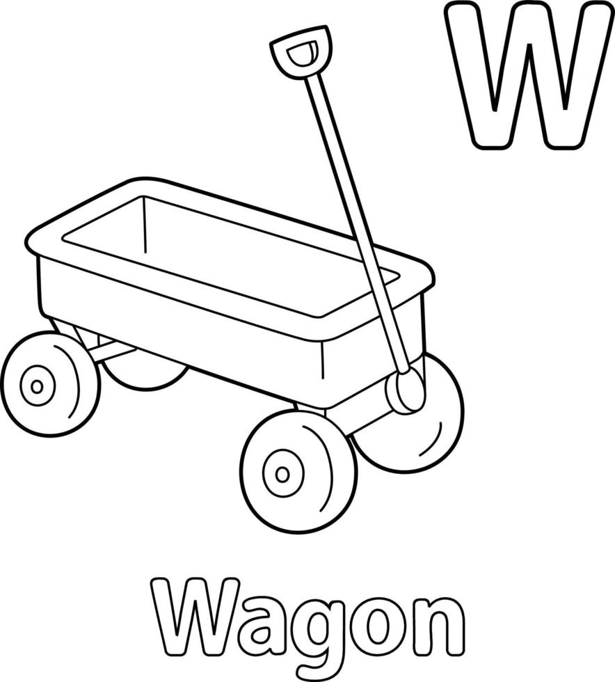 Wagon Alphabet ABC Coloring Page W vector