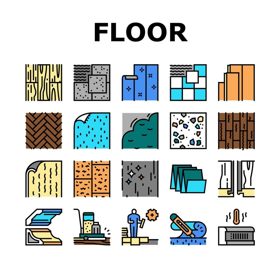 Floor Installation Collection Icons Set Vector