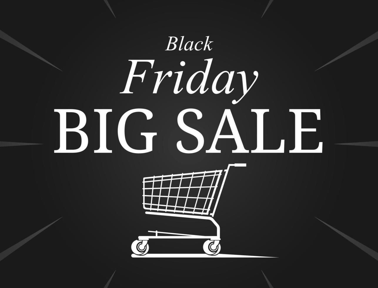 Black Friday big sale with the shopping cart icon in the middle vector