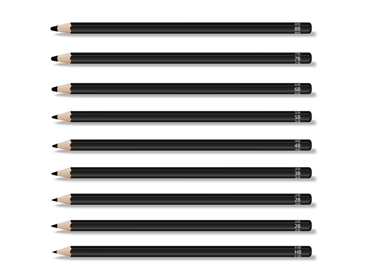 pencils in various sizes lined up vector