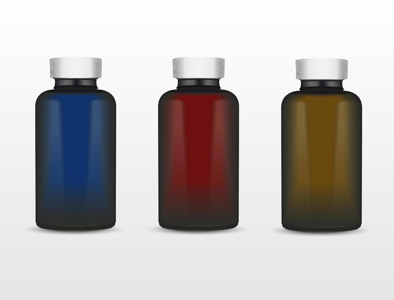 Glass bottles in various dark colors vector