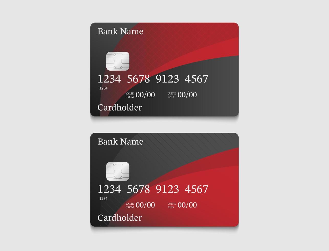 diseño de tarjeta de débito o crédito en negro y rojo que se ve muy elegante vector
