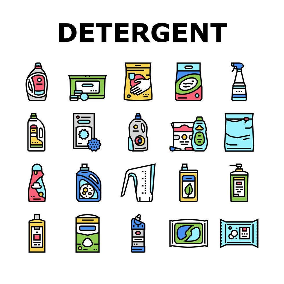 Detergent Organic Laundry Soap Icons Set Vector