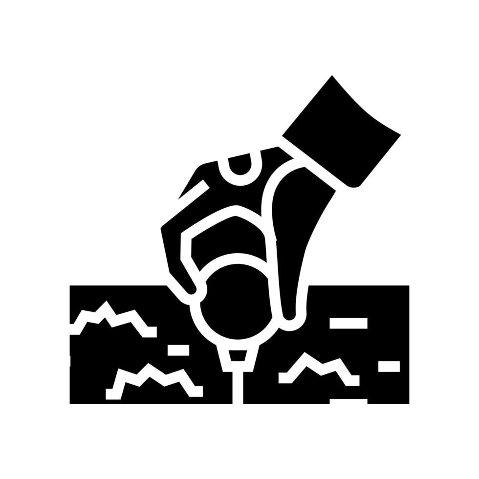 golf player putting ball on tee stand glyph icon vector illustration