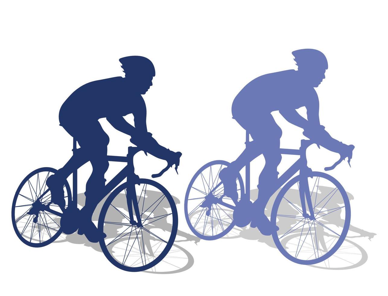 Silhouettes of racing cyclist athletes competing for the championship vector
