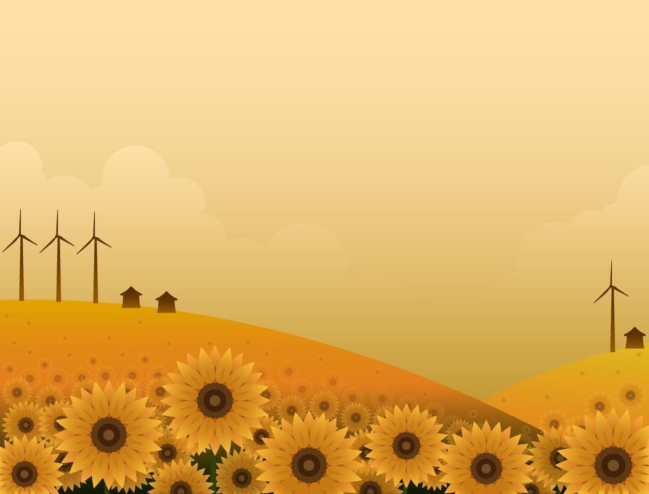 The sunflower garden looks yellow and beautiful vector