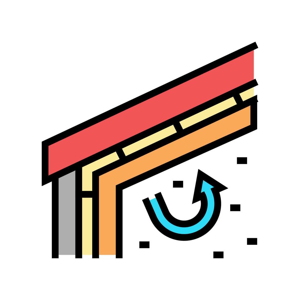 roof insulation with mineral wool color icon vector illustration