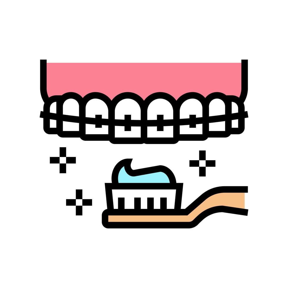 care and cleaning tooth braces color icon vector illustration