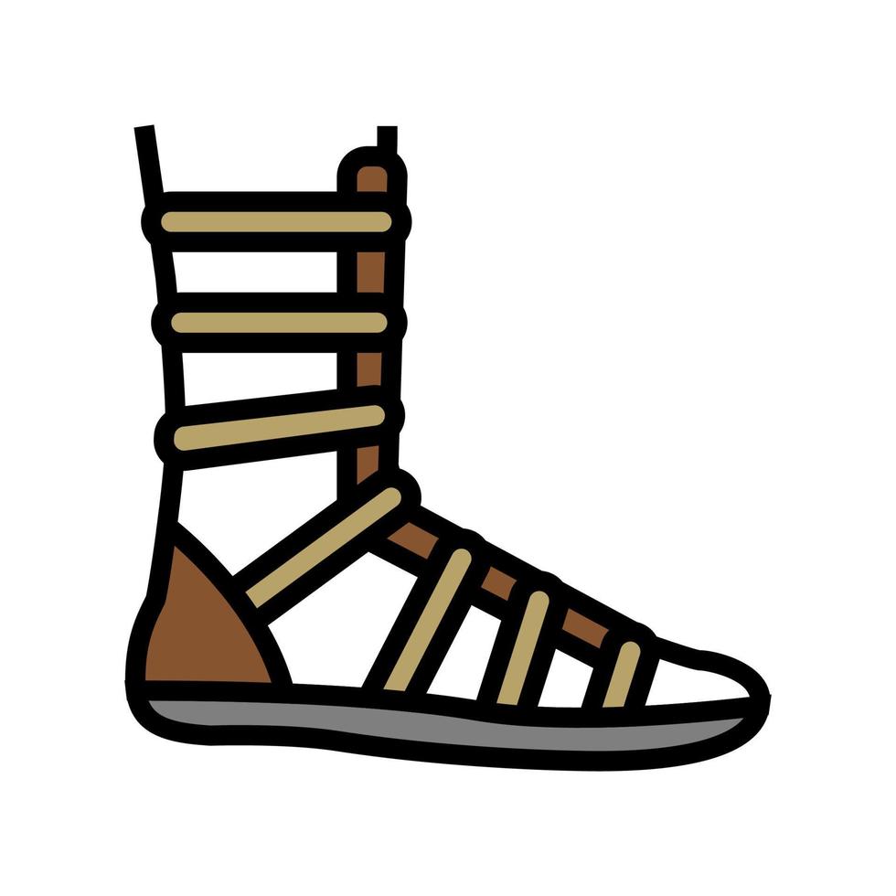 warrior shoe ancient rome color icon vector illustration