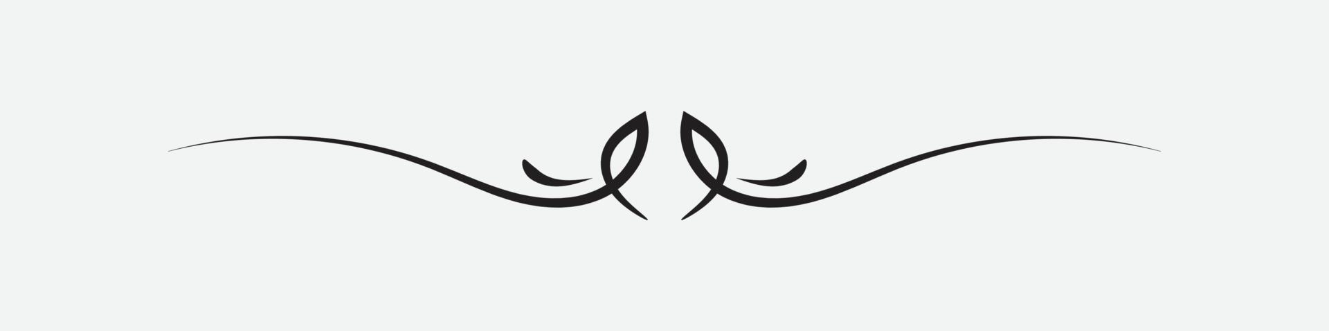ornamental filigree flourish and thin divider. Classical vintage element, vector illustration