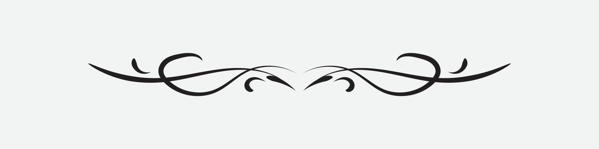 ornamental filigree flourish and thin divider. Classical vintage element, vector illustration