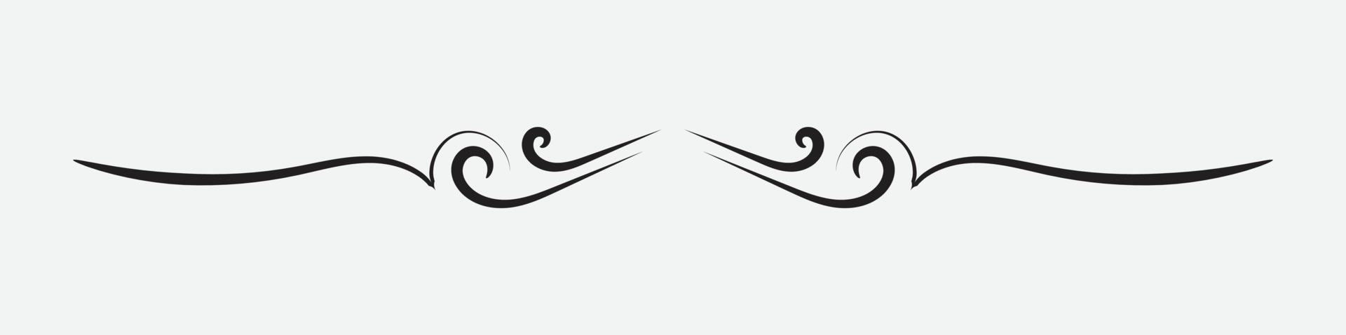 ornamental filigree flourish and thin divider. Classical vintage element, vector illustration