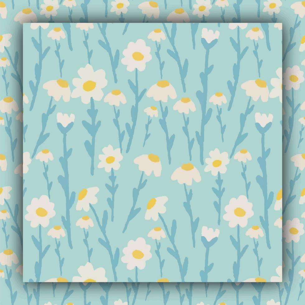 Beautiful summer background with daisies flowers. Floral seamless pattern. Vector illustration.