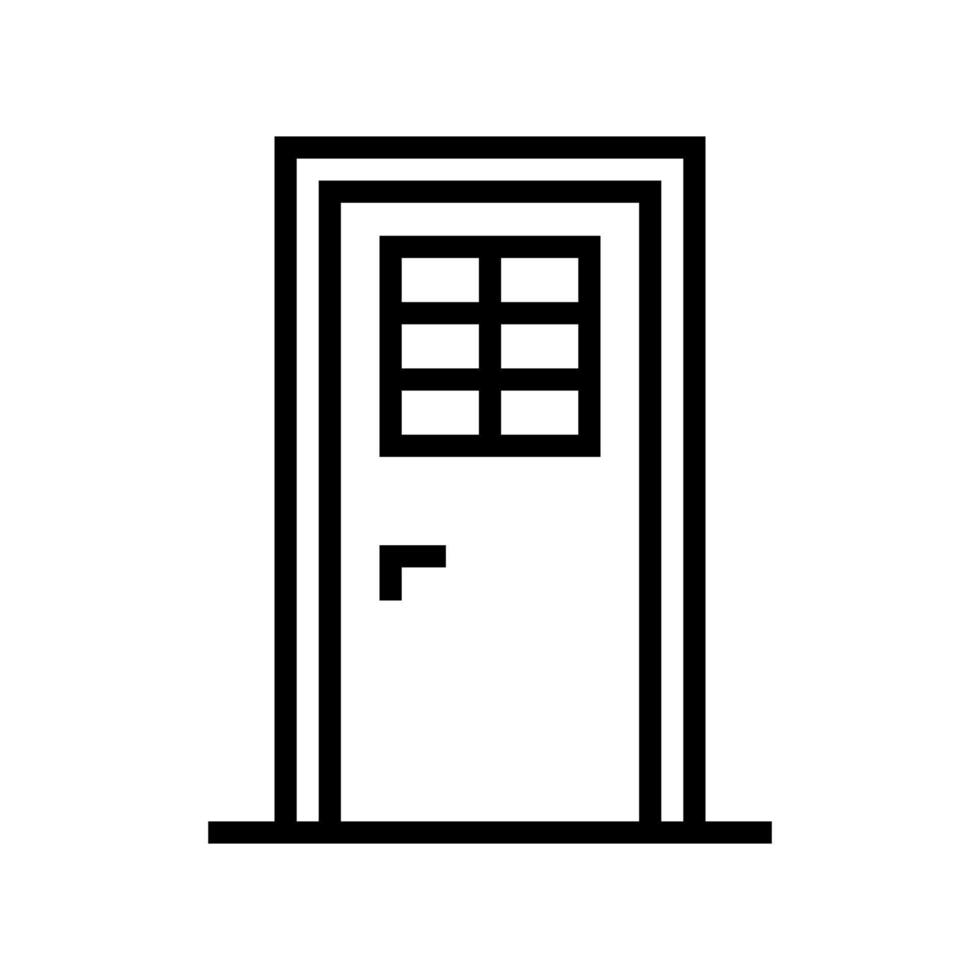 door with window line icon vector illustration