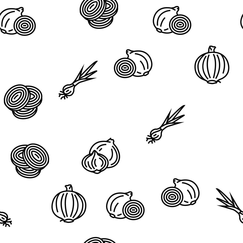 Onion Fresh Vitamin Vegetable Vector Seamless Pattern