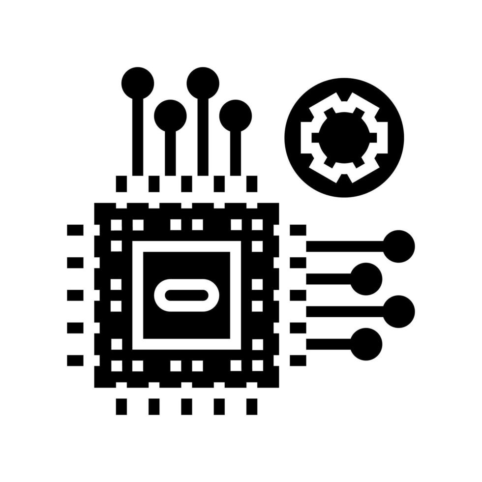 ilustración de vector de icono de glifo de reparación de chip