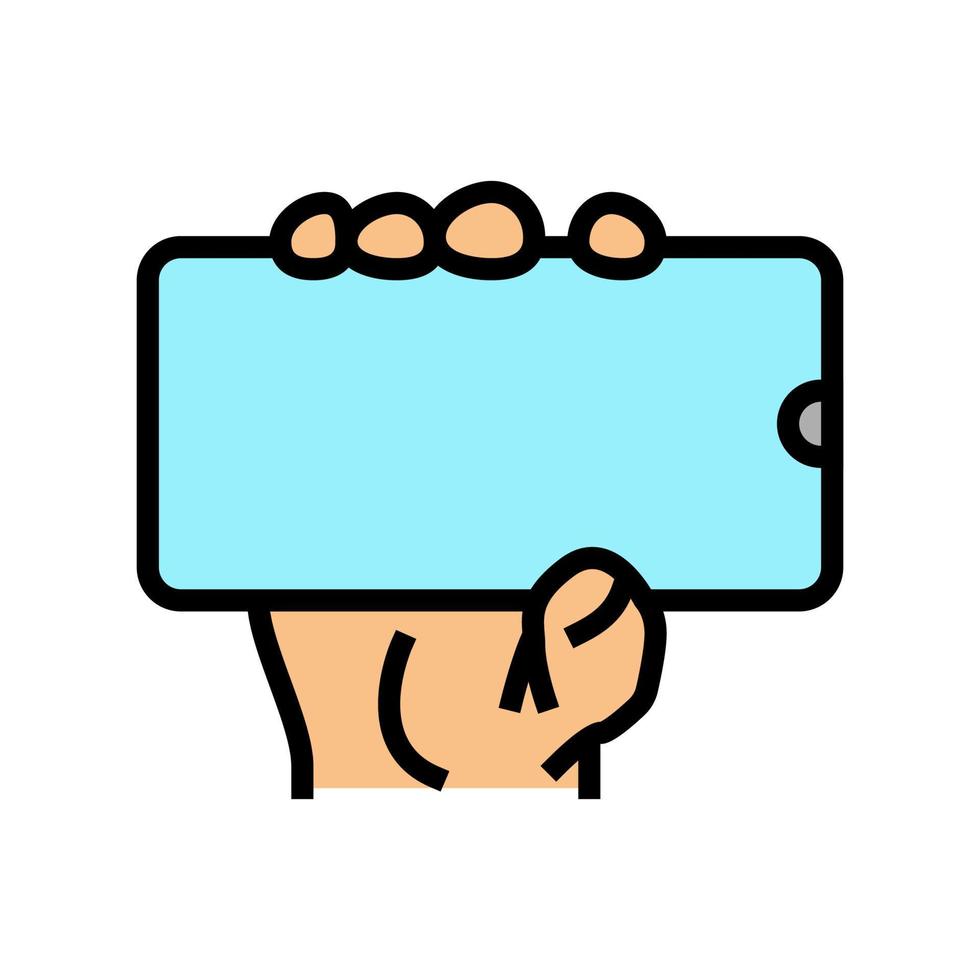 showing digital image on smartphone display color icon vector illustration
