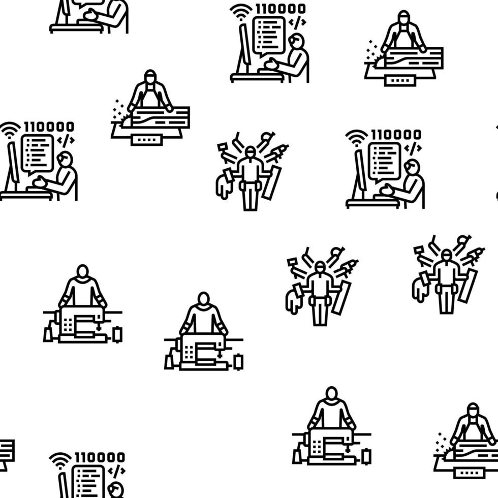 Small Business Worker Occupation Vector Seamless Pattern