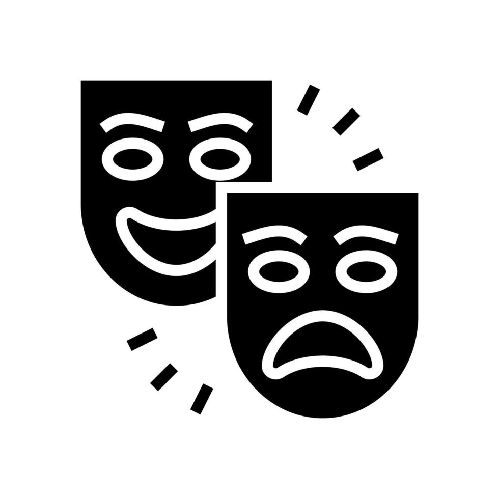 theater tragedy and comedy glyph icon vector illustration