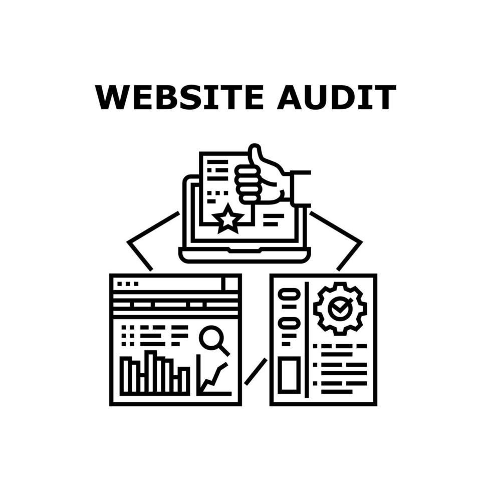 Website Audit Vector Concept Black Illustration