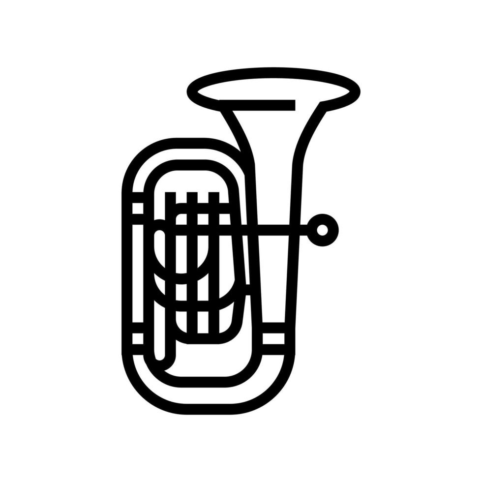 tuba jazz música instrumento línea icono vector ilustración