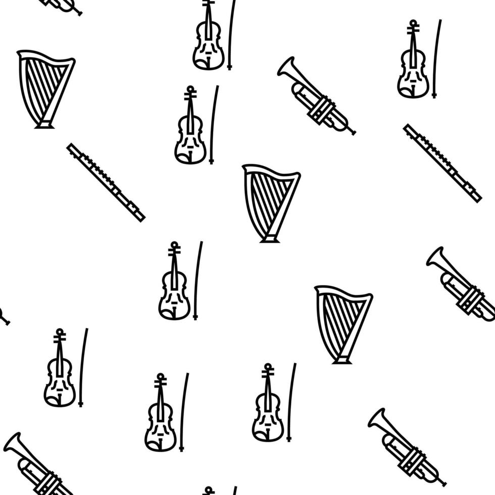 Music Instruments Performance Vector Seamless Pattern