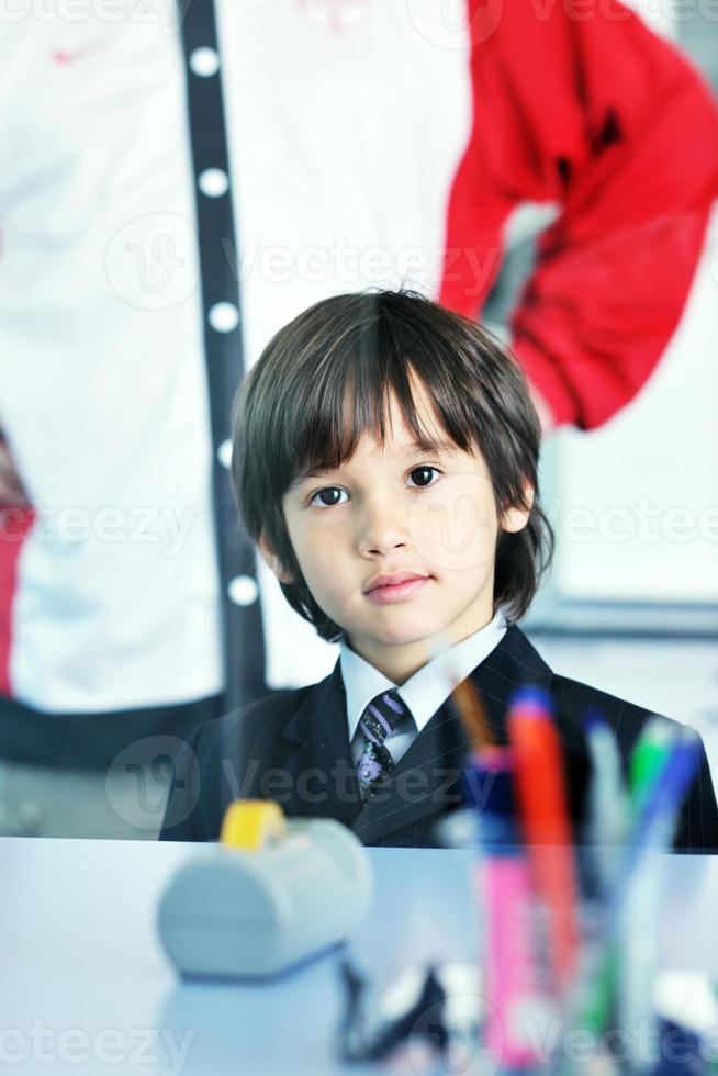 little child scientist in lab photo
