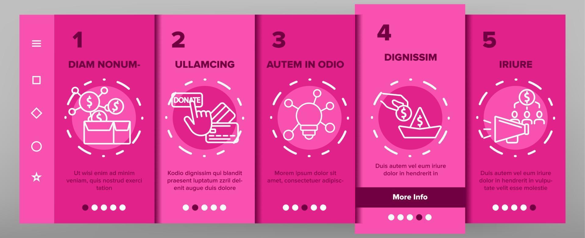 Crowdfunding, Collective Investment Vector Onboarding Mobile App Page Screen
