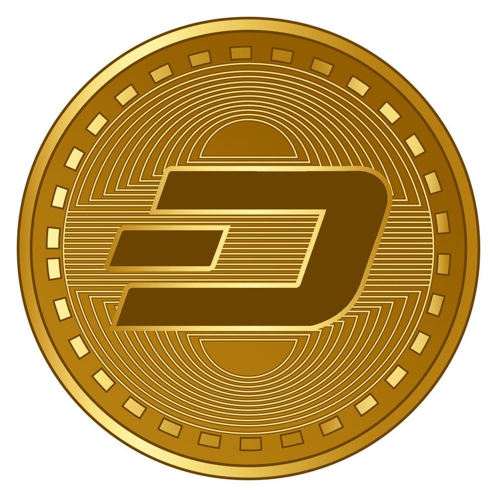 gold futuristic dash cryptocurrency coin vector illustration