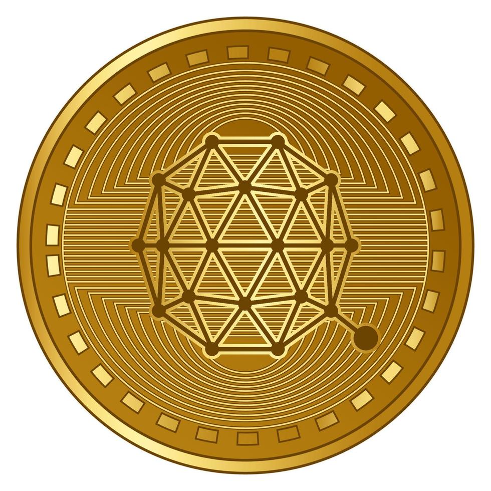gold futuristic qtum cryptocurrency coin vector illustration