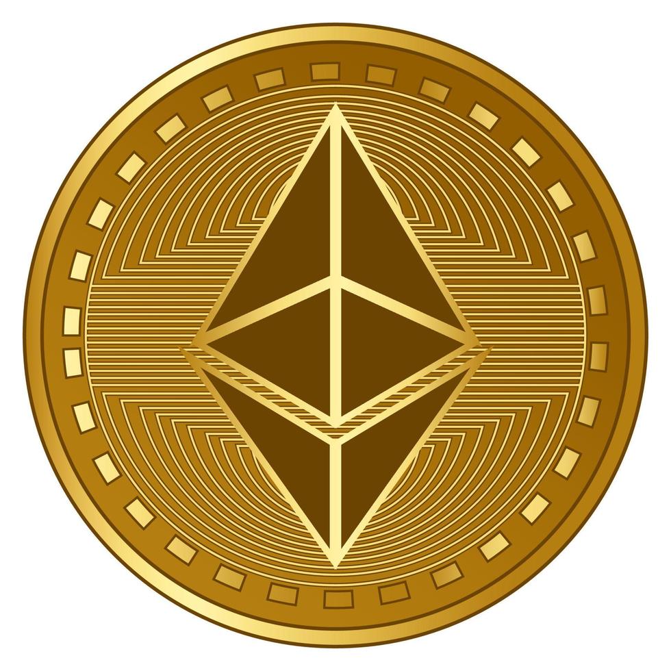 gold futuristic ethereum cryptocurrency coin vector illustration