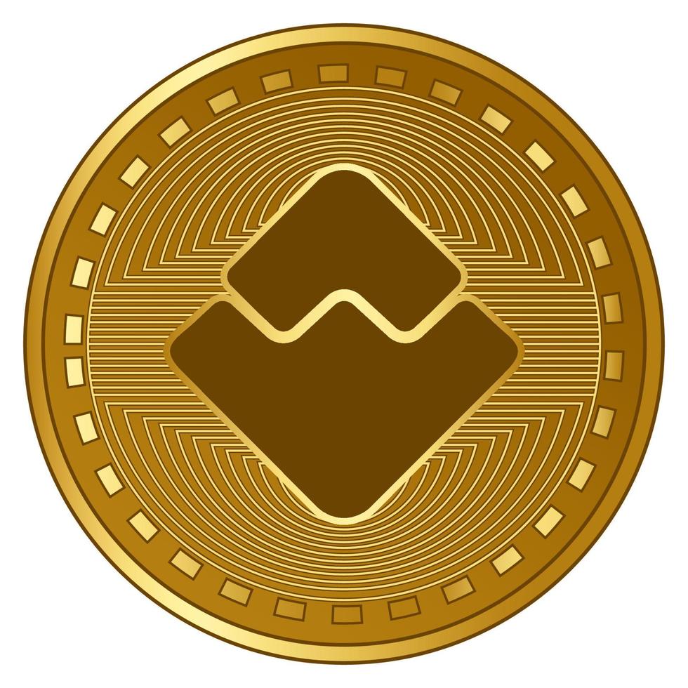 Ilustración de vector de moneda de criptomoneda de ondas futuristas de oro