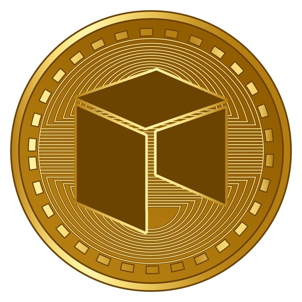 gold futuristic neo cryptocurrency coin vector illustration