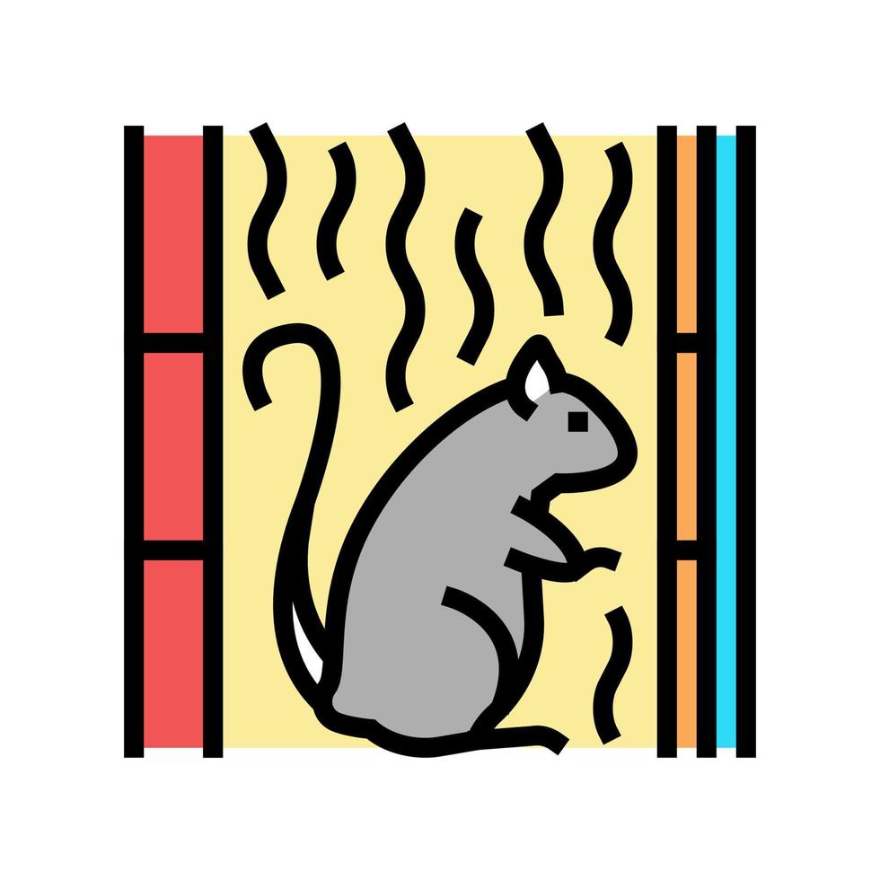 rat living in cotton wool in wall color icon vector illustration