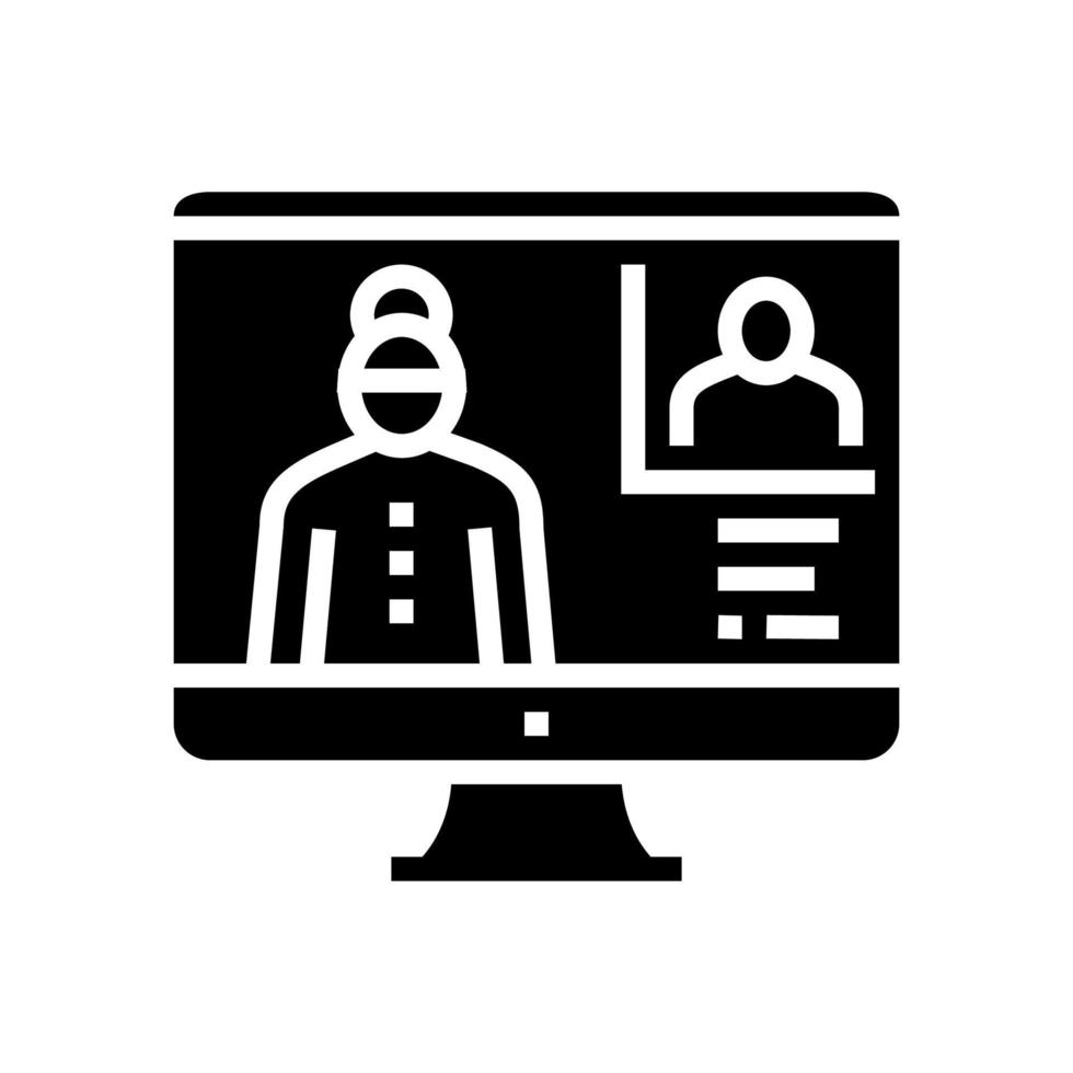 grandmother video call with grandson glyph icon vector illustration